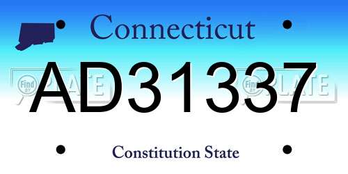 AD31337 Connecticut License Plate
