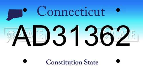 AD31362 Connecticut License Plate