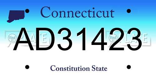 AD31423 Connecticut License Plate