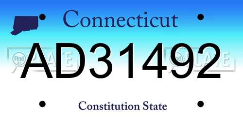 AD31492 Connecticut License Plate
