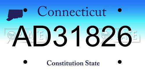 AD31826 Connecticut License Plate