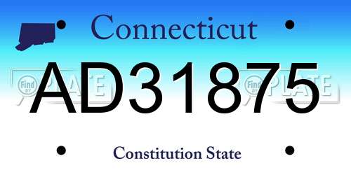 AD31875 Connecticut License Plate