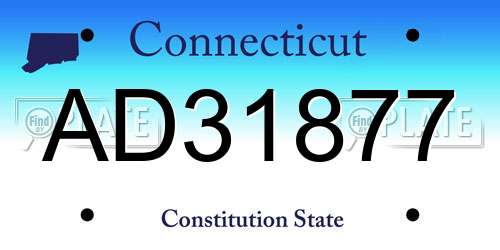 AD31877 Connecticut License Plate