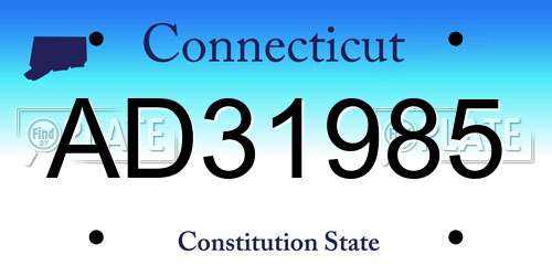 AD31985 Connecticut License Plate