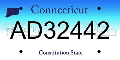AD32442 Connecticut License Plate