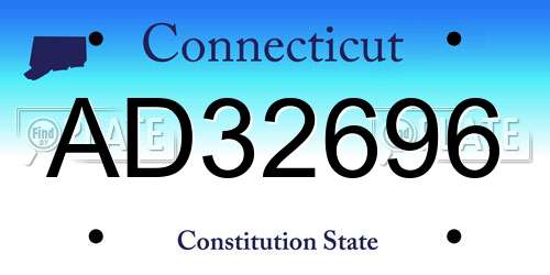 AD32696 Connecticut License Plate