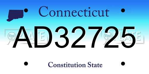 AD32725 Connecticut License Plate