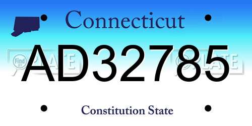 AD32785 Connecticut License Plate