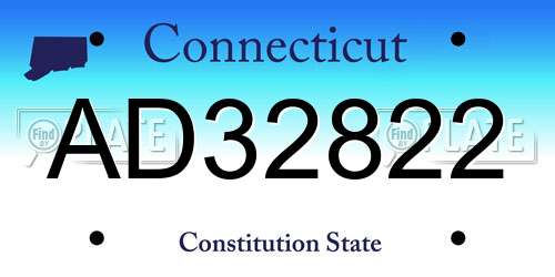 AD32822 Connecticut License Plate