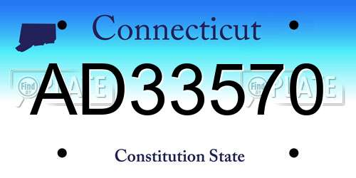 AD33570 Connecticut License Plate
