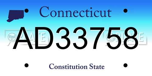 AD33758 Connecticut License Plate