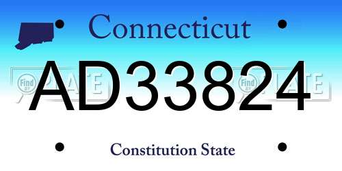 AD33824 Connecticut License Plate