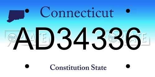 AD34336 Connecticut License Plate