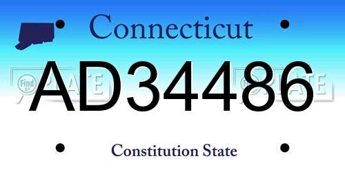 AD34486 Connecticut License Plate