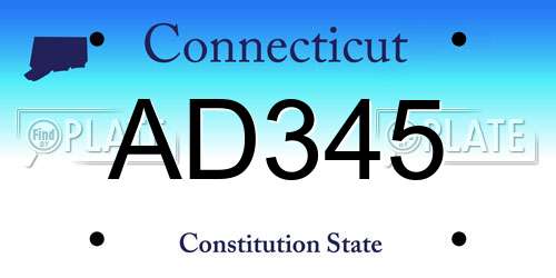 AD345 Connecticut License Plate