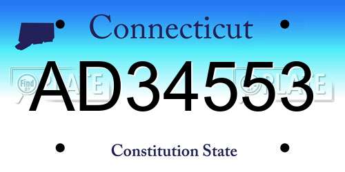 AD34553 Connecticut License Plate