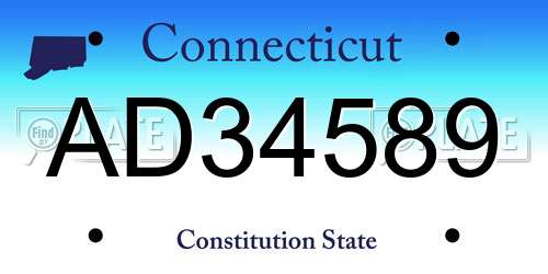AD34589 Connecticut License Plate