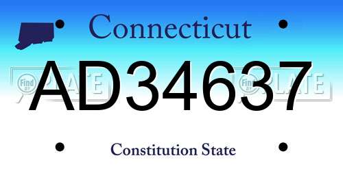 AD34637 Connecticut License Plate