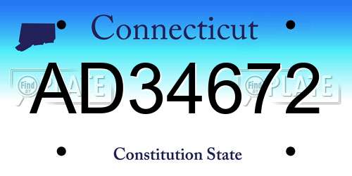 AD34672 Connecticut License Plate