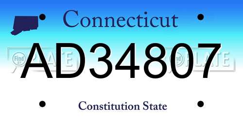 AD34807 Connecticut License Plate