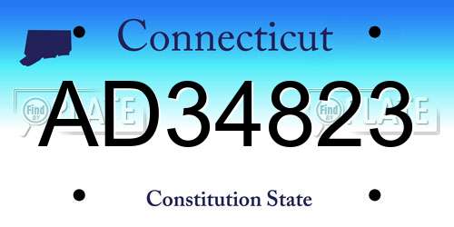 AD34823 Connecticut License Plate