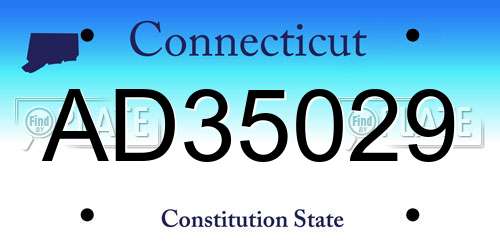 AD35029 Connecticut License Plate