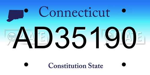 AD35190 Connecticut License Plate