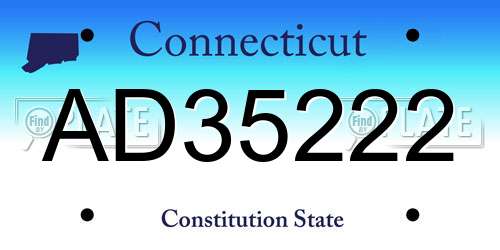 AD35222 Connecticut License Plate