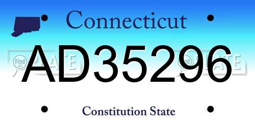 AD35296 Connecticut License Plate