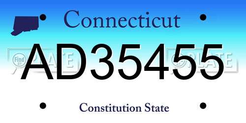 AD35455 Connecticut License Plate