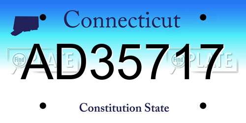 AD35717 Connecticut License Plate