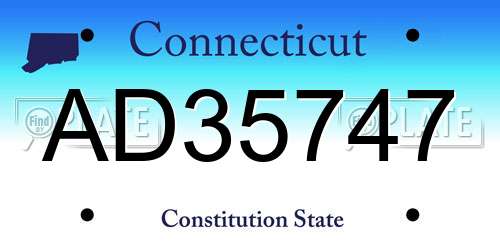 AD35747 Connecticut License Plate