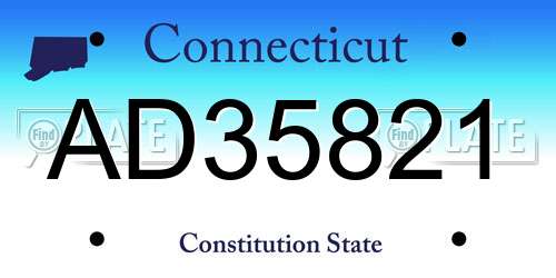 AD35821 Connecticut License Plate