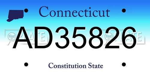 AD35826 Connecticut License Plate