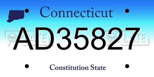 AD35827 Connecticut License Plate