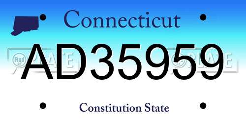 AD35959 Connecticut License Plate