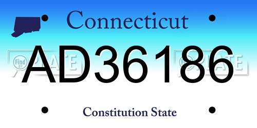 AD36186 Connecticut License Plate