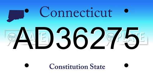 AD36275 Connecticut License Plate