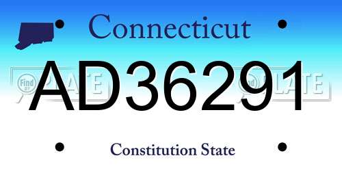 AD36291 Connecticut License Plate