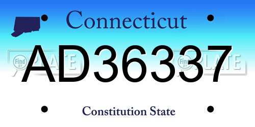 AD36337 Connecticut License Plate