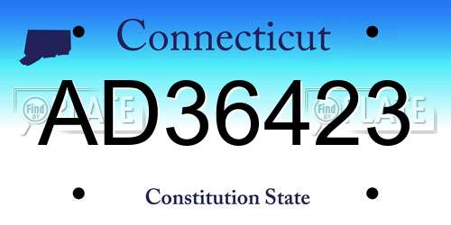 AD36423 Connecticut License Plate