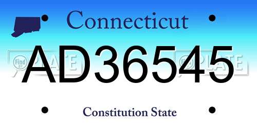 AD36545 Connecticut License Plate