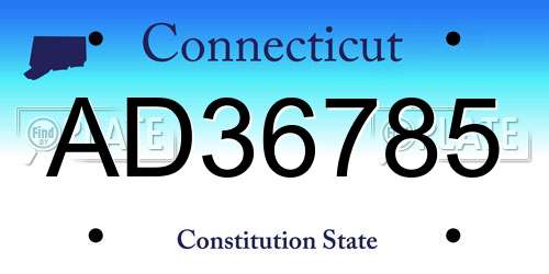 AD36785 Connecticut License Plate