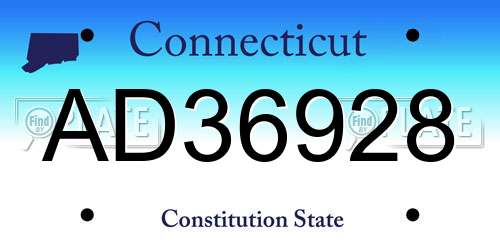 AD36928 Connecticut License Plate