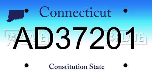 AD37201 Connecticut License Plate