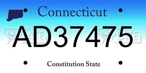 AD37475 Connecticut License Plate