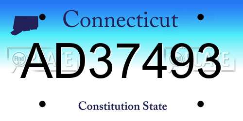 AD37493 Connecticut License Plate