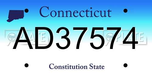 AD37574 Connecticut License Plate