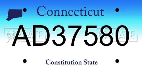 AD37580 Connecticut License Plate