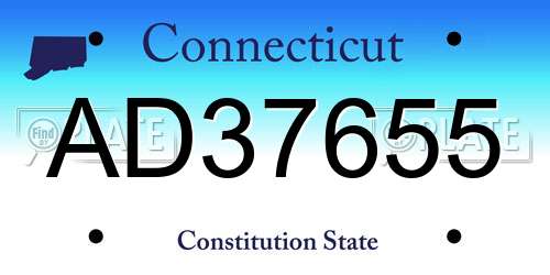 AD37655 Connecticut License Plate